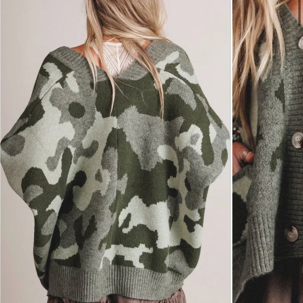 BUCKETLIST Oversized Camo Cardigan - Picture 3 of 5